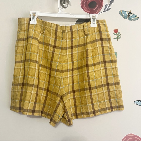 Sezane High Waist Plaid Linen Shorts  10US 42EU - Picture 3 of 7